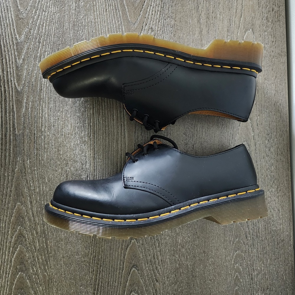 Dr Martens 1461 Black Smooth Leather Oxford Shoes US 9 Goth Punk Minimalist - Picture 5 of 12